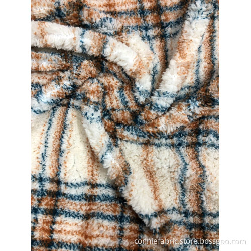 100%Polyester One Side Shuvelvteen Fleece with Check Printed